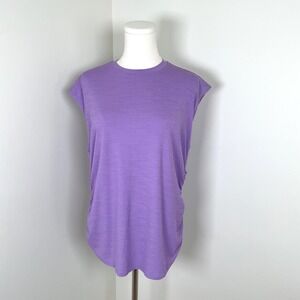Callia Women's XL Purple Turn Sleeves Crew‎ Neck Top Fairy Wren NWT